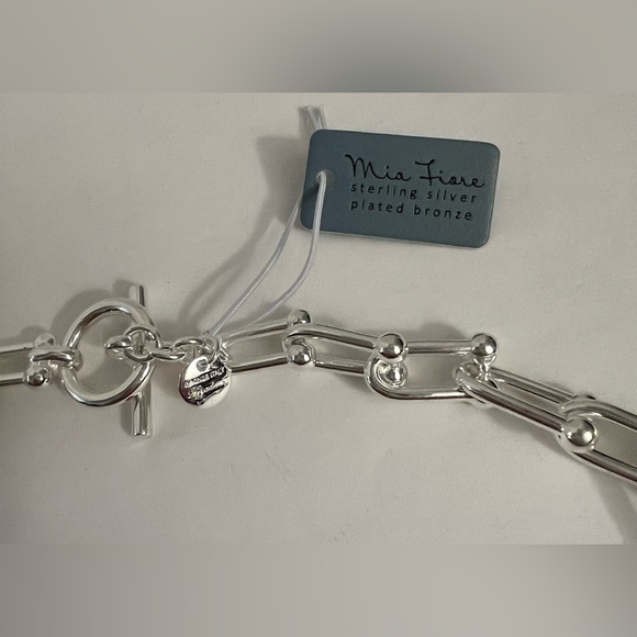 Mia Fiore Necklace Sterling Silver Plated Bronze Made In Italy U Line New - Picture 14 of 16
